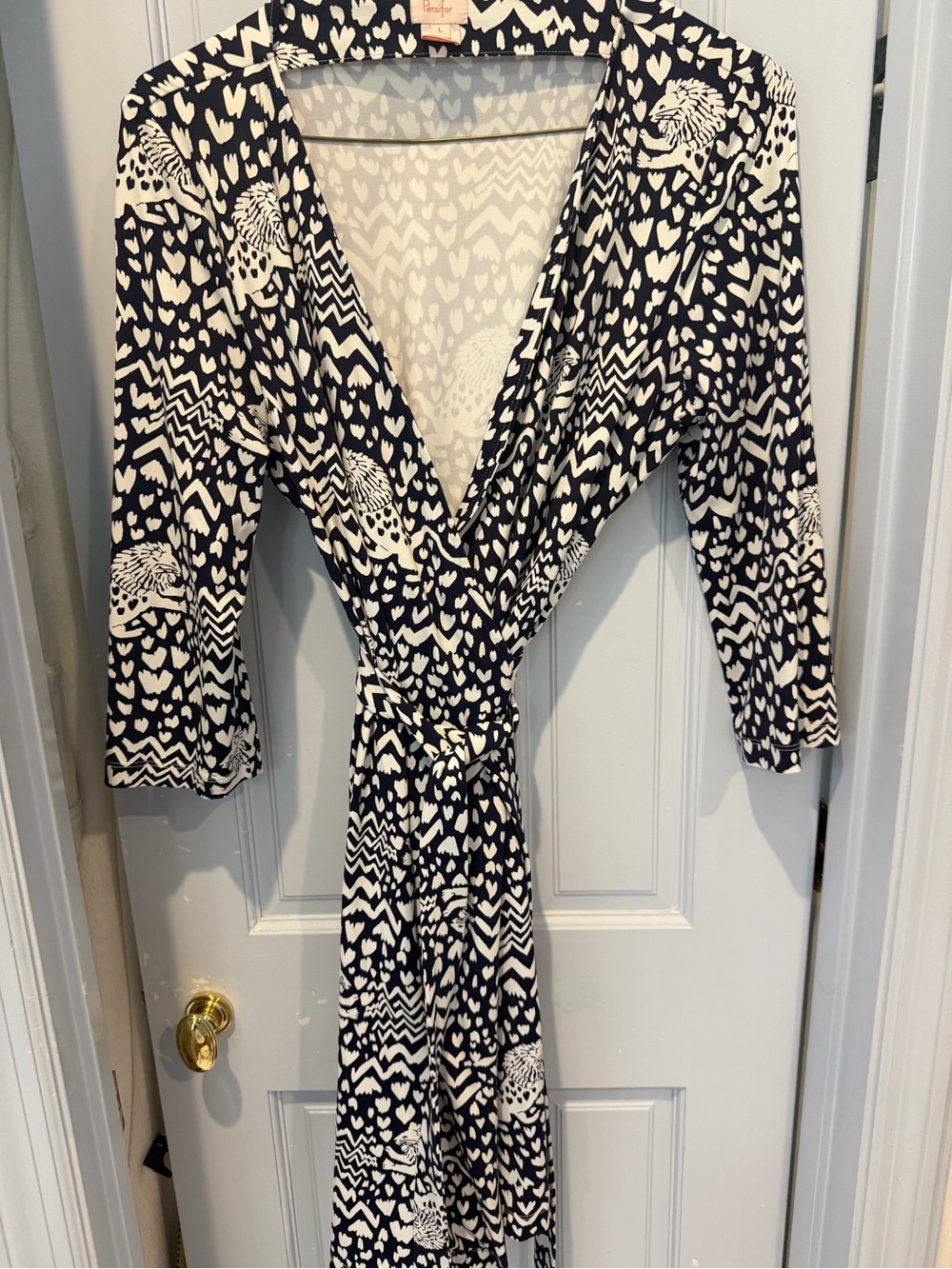 Persifor Navy and White Wrap Dress